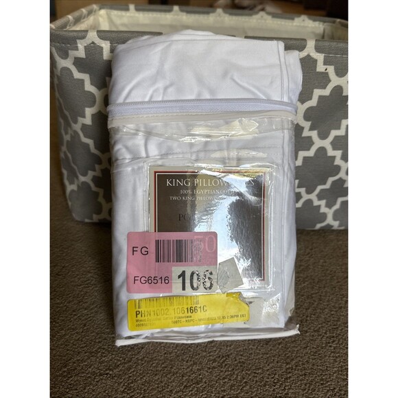 Pointe Haven 2 WHITE King Pillowcases 100% Egyptian Cotton 500 Thread Count - Picture 3 of 3